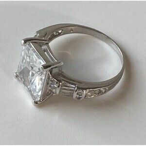 Sterling Silver Ring Size 9 Cocktail Engagement Promise Style 💍💎CZ Bling Glam